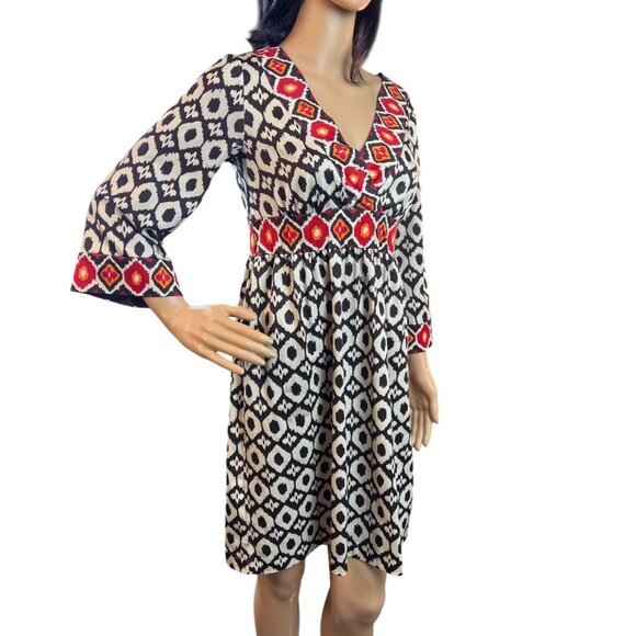 Avon V-Neck Boho Print Mini Dress Size Small - Picture 2 of 6